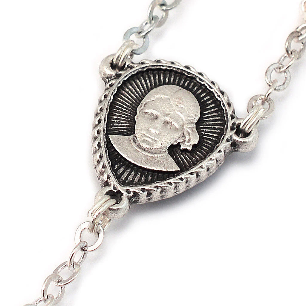 Saint Jacinta Marto Pure White & Silver Rosary - Image 3