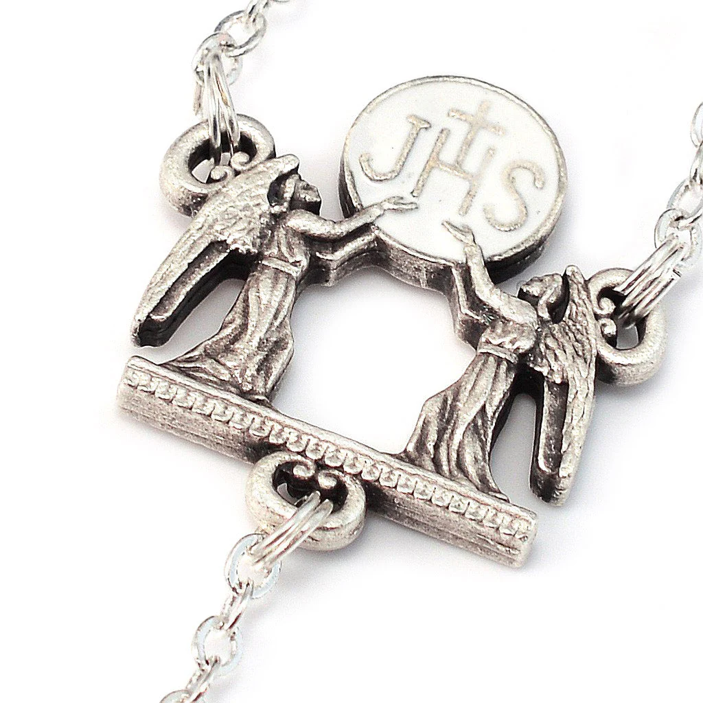 Holy Communion Pastel Glass & Silver Rosary - Image 4