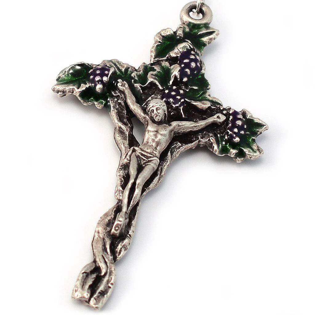 Holy Communion Vine & Branches Aurora Borealis & Silver Rosary - Image 2