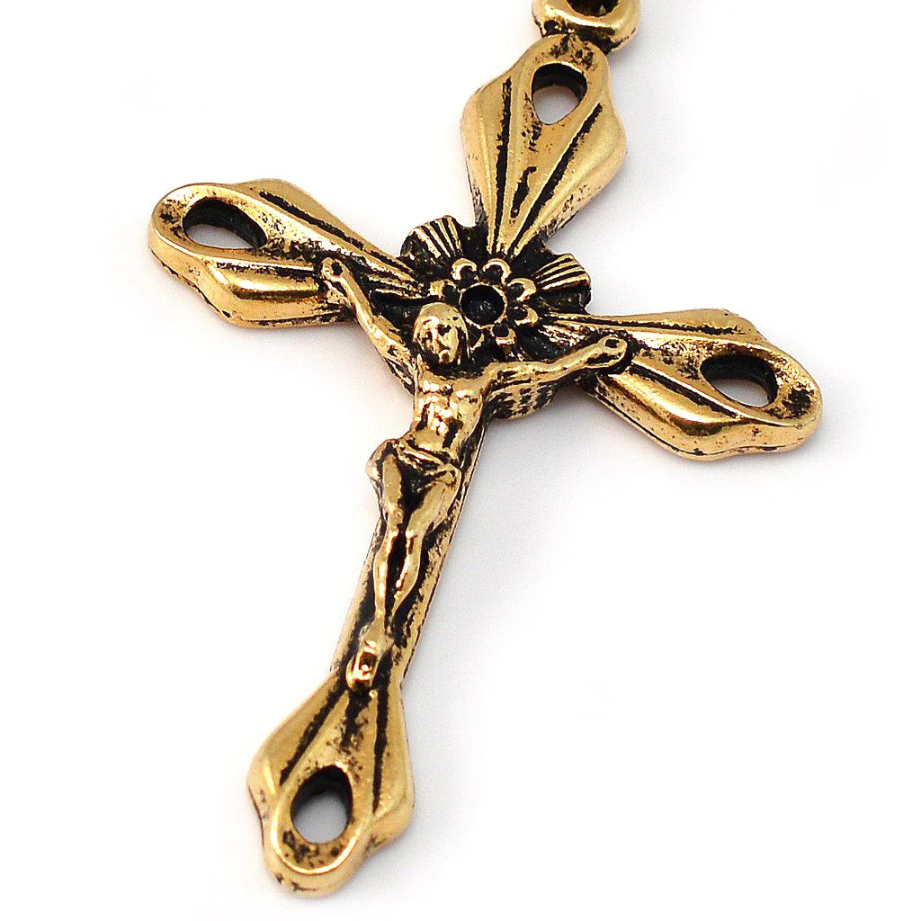 Lourdes Virgo Maria Gold Roses Rosary - Image 2