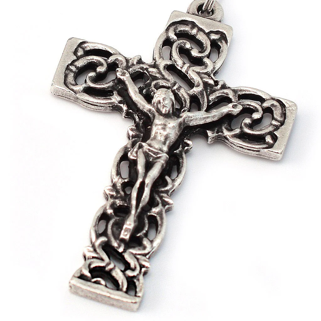 Lourdes Mysteries Booklet Faceted Rose & Silver Rosary - Image 2