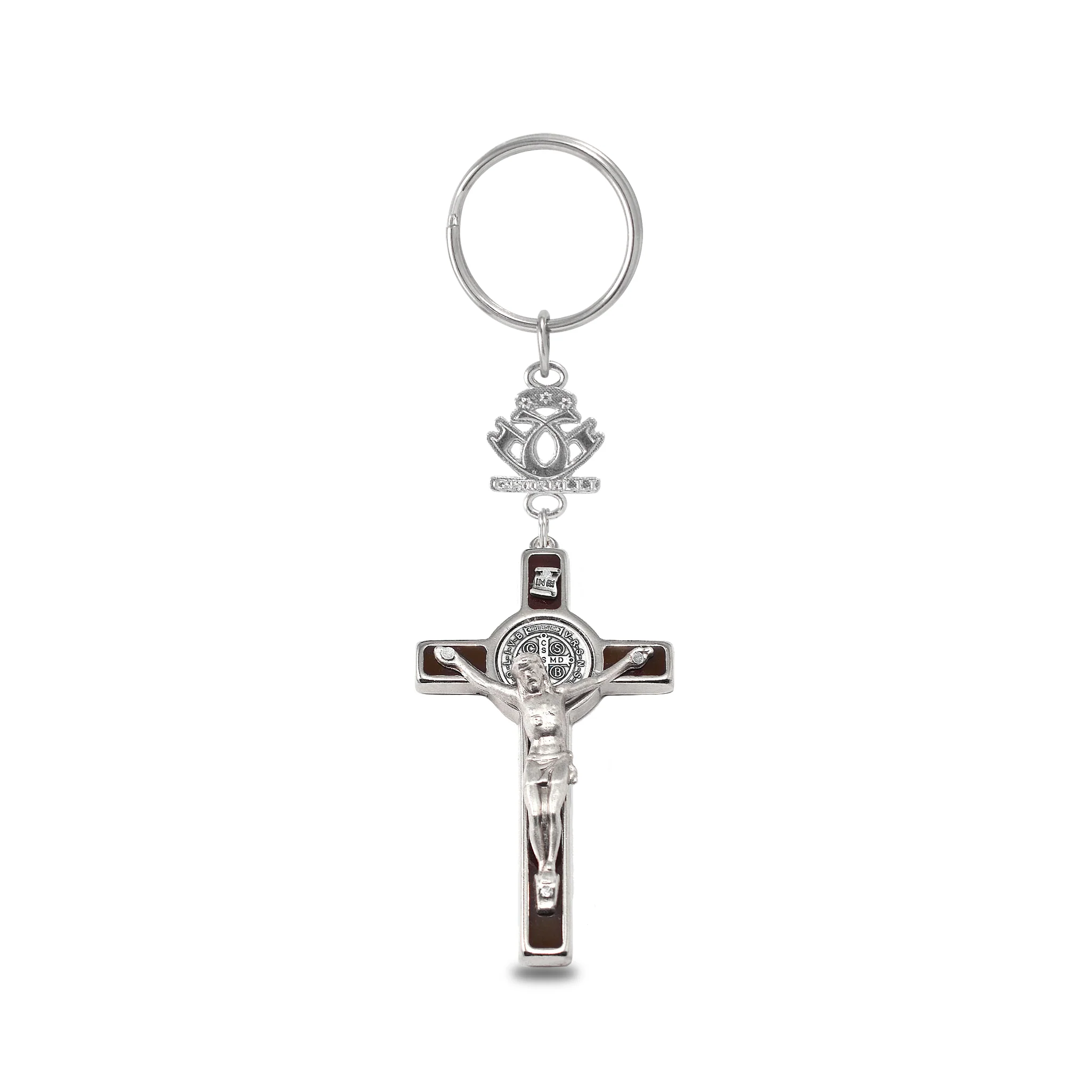 St. Benedict Crucifix in silver plated finish  | Key Chain