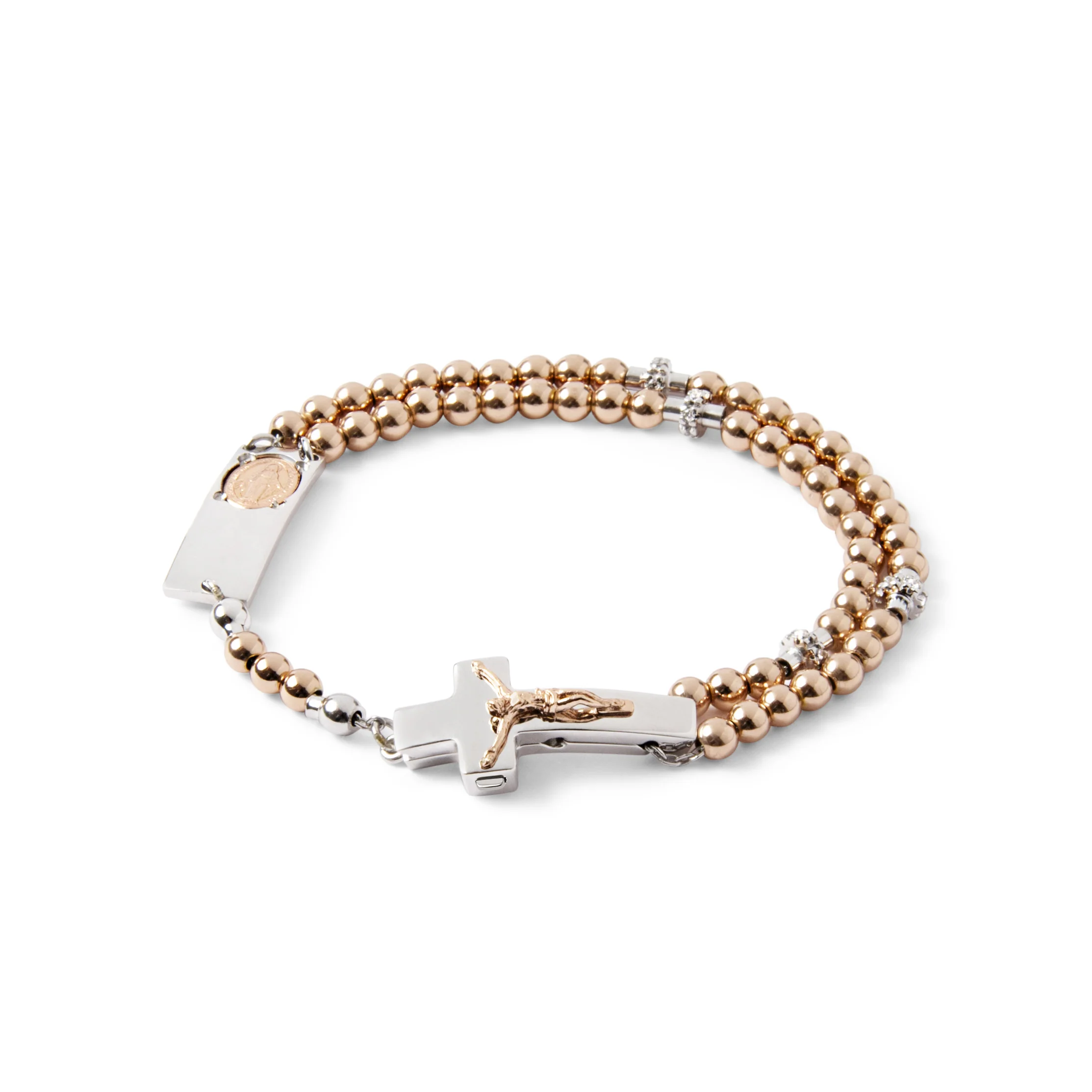ROSALET® ROUND ROSE GOLD BEADS, STERLING SILVER & PAVE PATER, TRADITIONAL