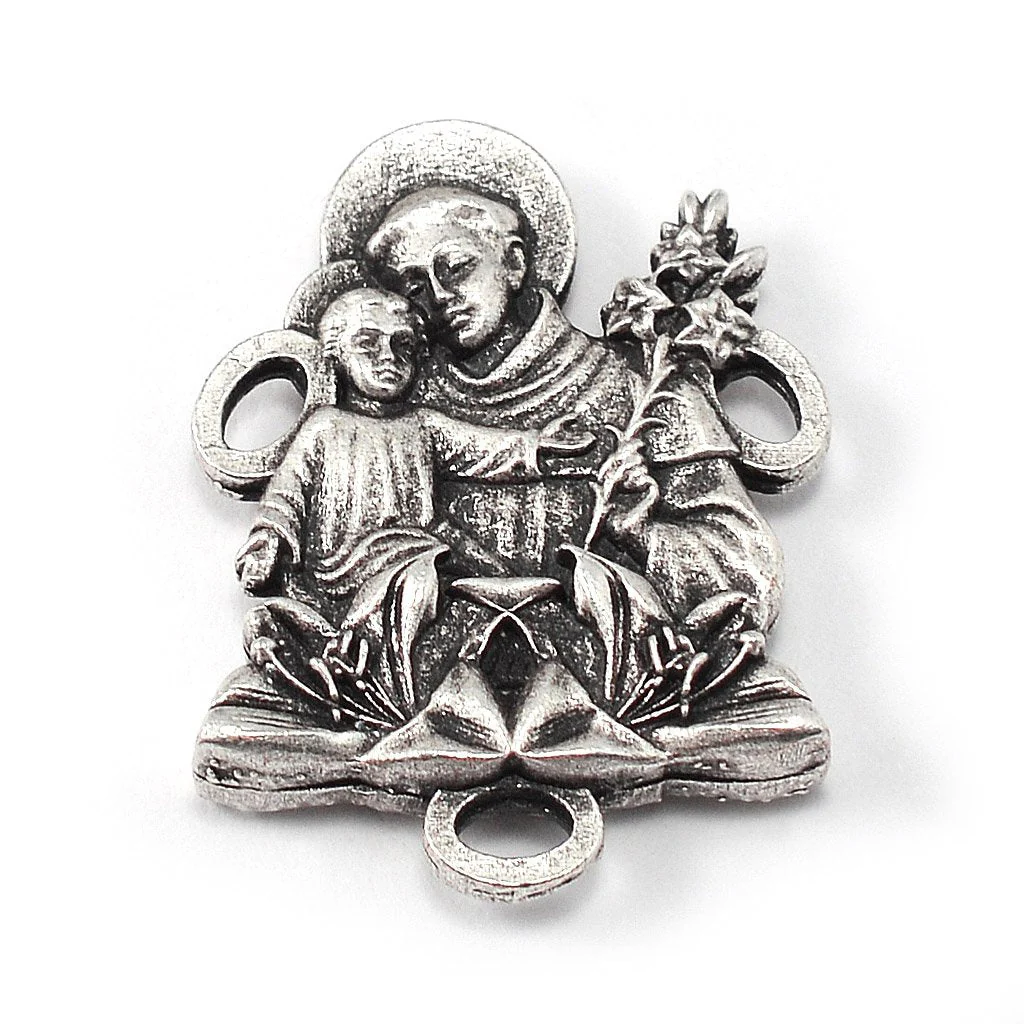 Saint Anthony Rosary in Antique Silver and Murano Glass Beads by Ghirelli - Image 4